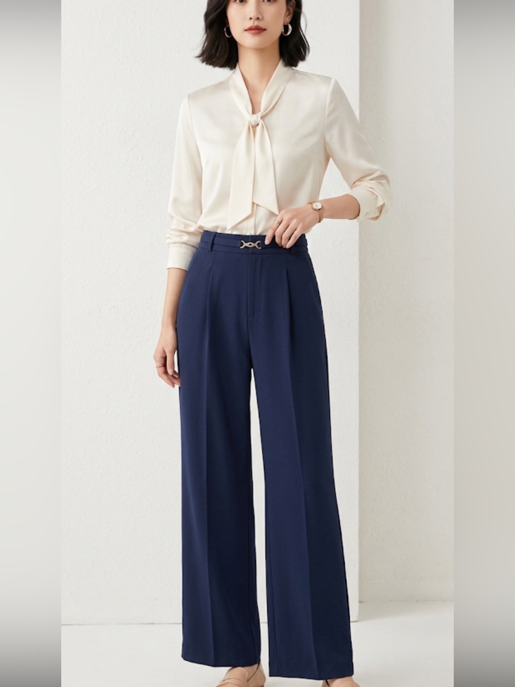 : Carole Wren Navy Pleated Pants - Size Xl
